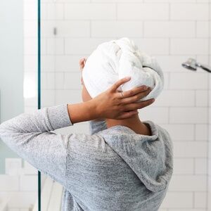 Grove Co. Super-Absorbent Soft Organic Cotton Hair Towel In White